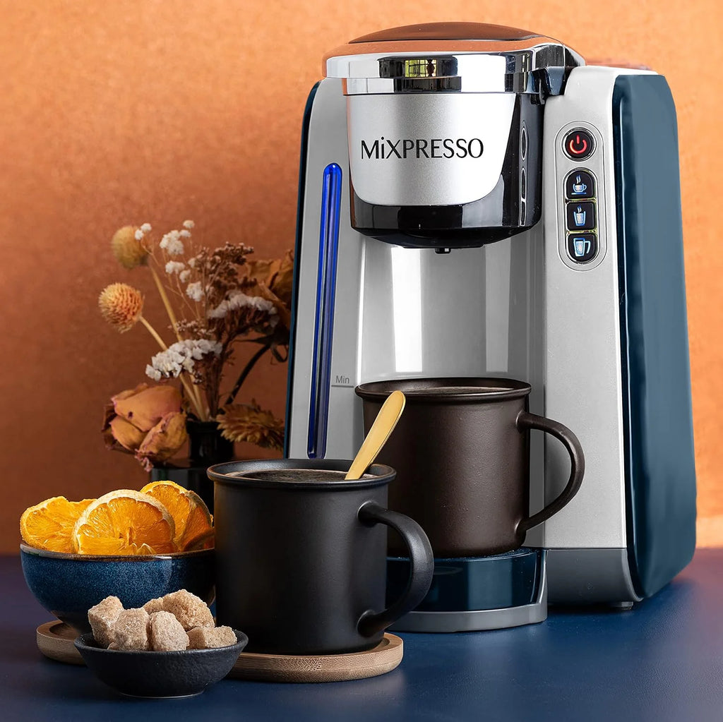 Mixpresso Single Cup Coffee Maker Compatible With 1.0 & 2.0 Single Cup Pods, Removable 45oz Water Tank, Quick Brewing with Auto Shut-Off, One Touch Function (Red/Black)