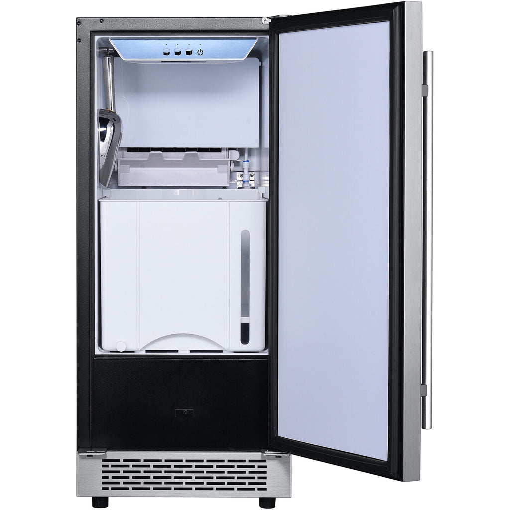 Hanover The Vault 15 In. Stainless Steel Undercounter Ice Maker with Reversible Door and Touch Controls
