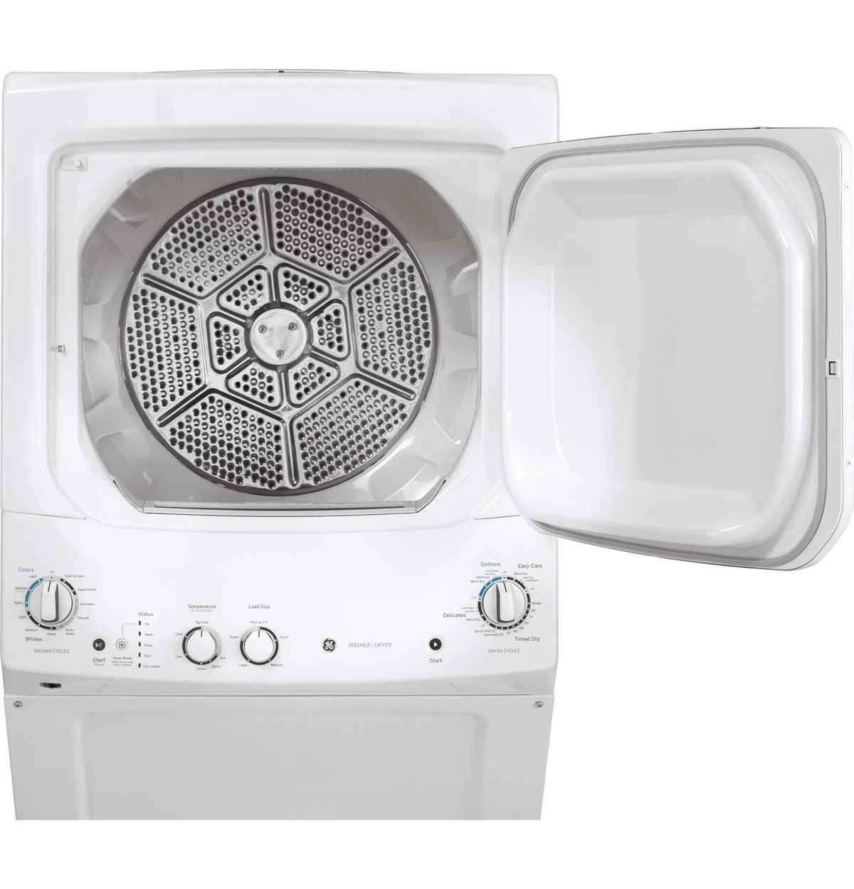 GE GUD27ESSMWW Unitized Spacemaker 3.8 Washer with Stainless Steel Basket and 5.9 Cu. Ft. Capacity Electric Dryer, White
