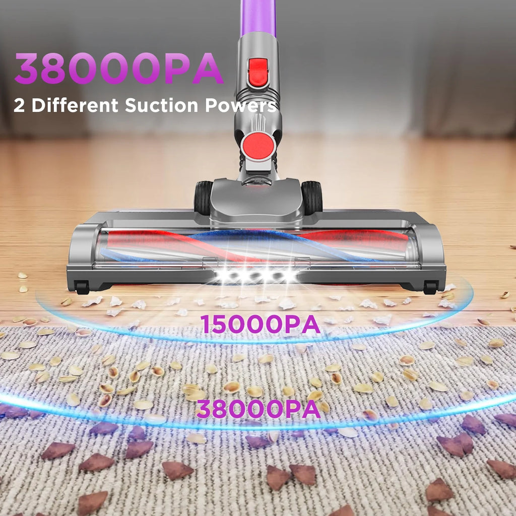 KANFUAQ Cordless Vacuum Cleaner, 38000PA/450W 50min 2500mah for Home Pet Hair Carpet Wood Floor