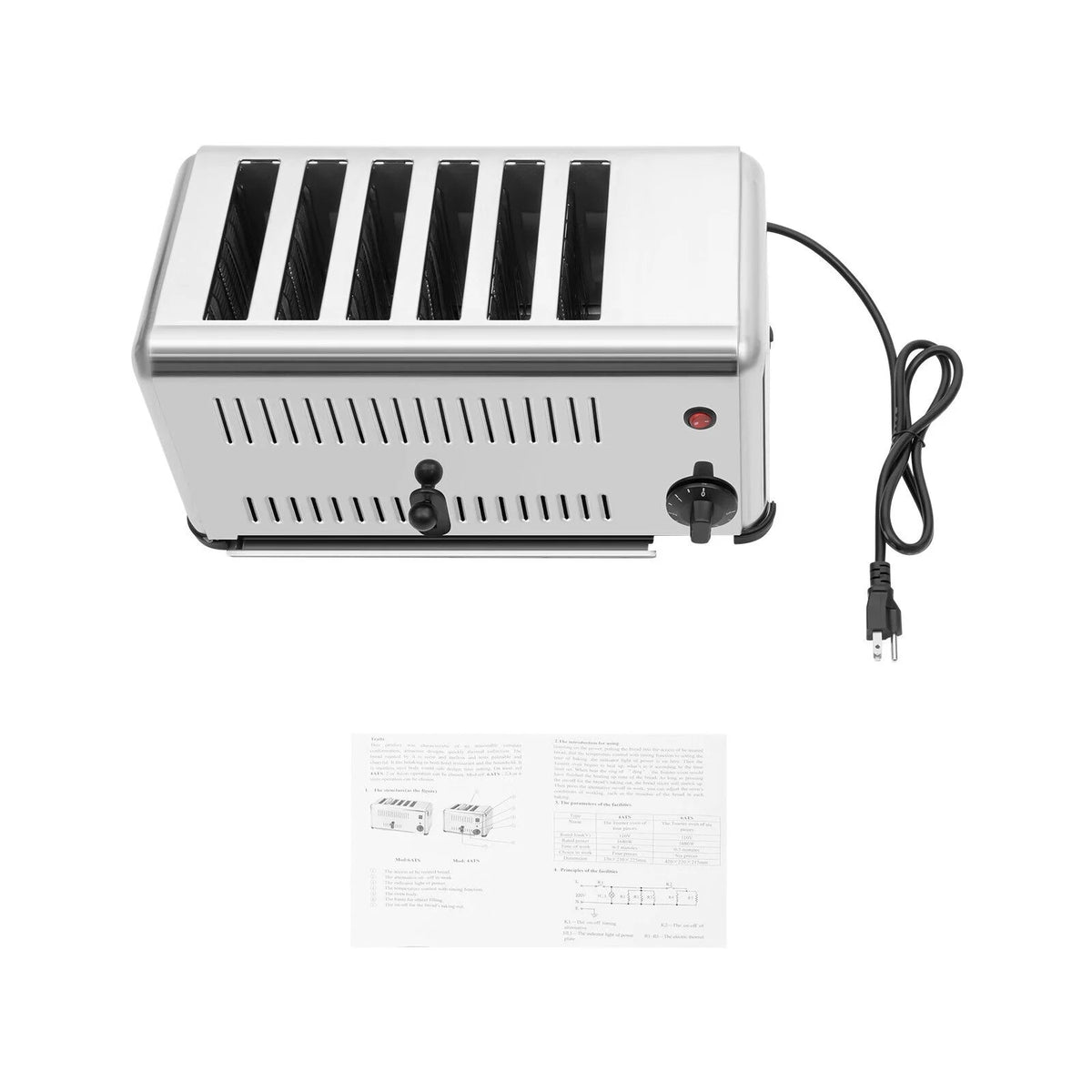 6-Slice Stainless Steel Toaster, 1680W High-Power with Adjustable Timing, Wide Slots, and Easy-to-Clean Design for Perfect Toast Every Time