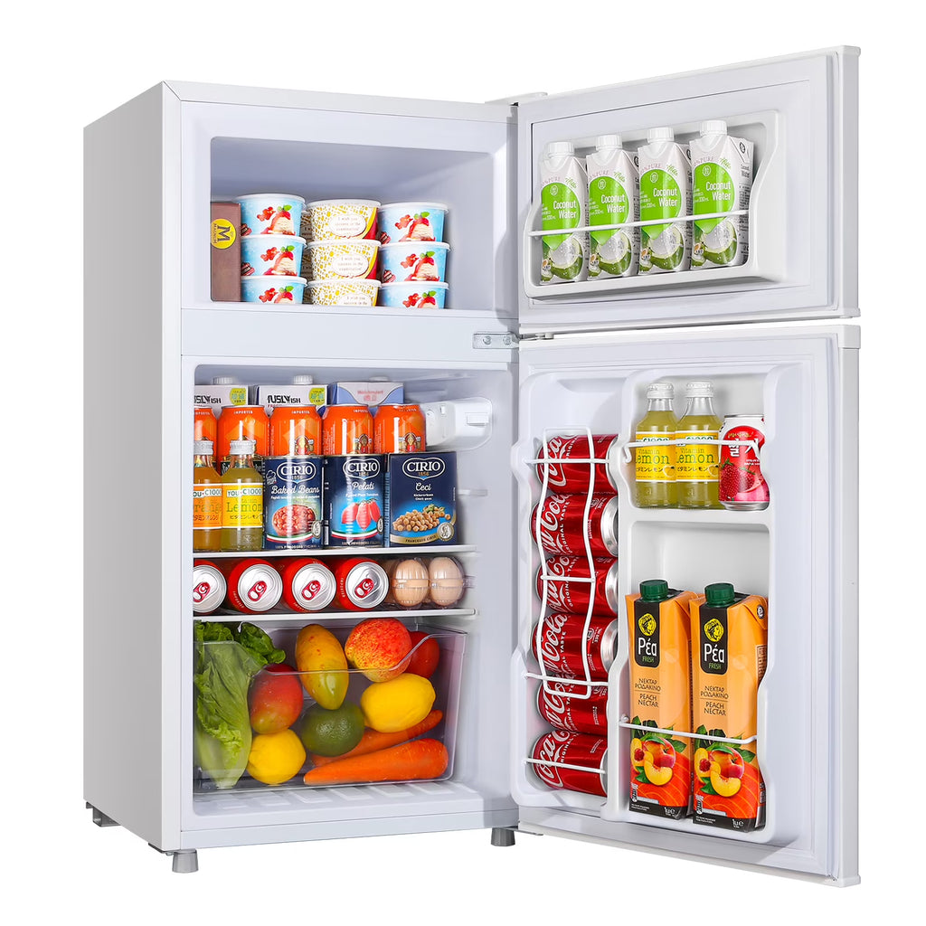 2 Door Mini Fridge with Freezer,3.5Cu.ft Small Freezer,7 Adjustable Thermostat,Blue,New