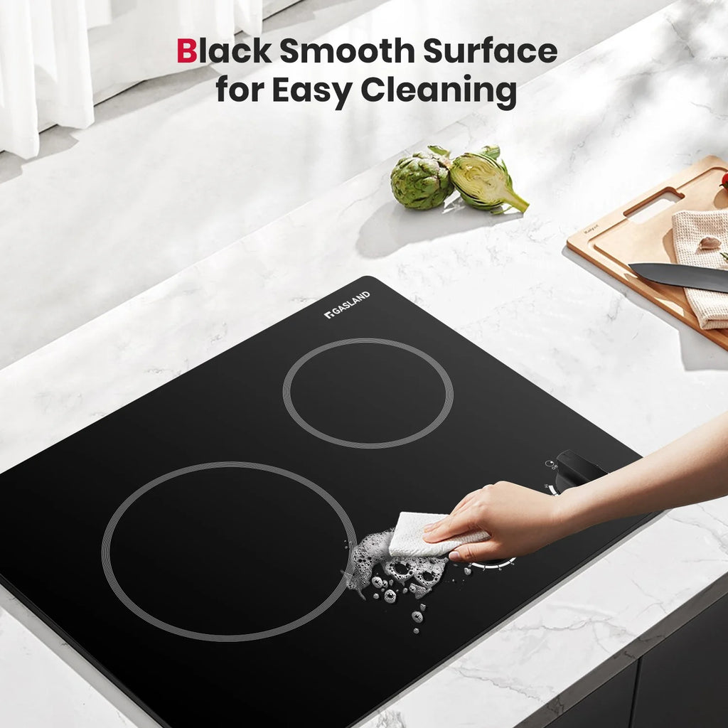 GASLAND 21 in 2 Elements Radiant Electric Cooktop with 9 Heating Levels, Smooth Surface, 240V