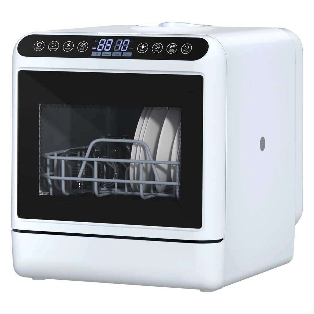 Kitem Mini Dishwasher with 6 Functions, 5 Place Settings -- 2-Tier Rack, 3-Spray Arm, Air-Dry Function, Portable Dishwasher with 5L Water Tank, Automatic Smart Countertop Dishwasher