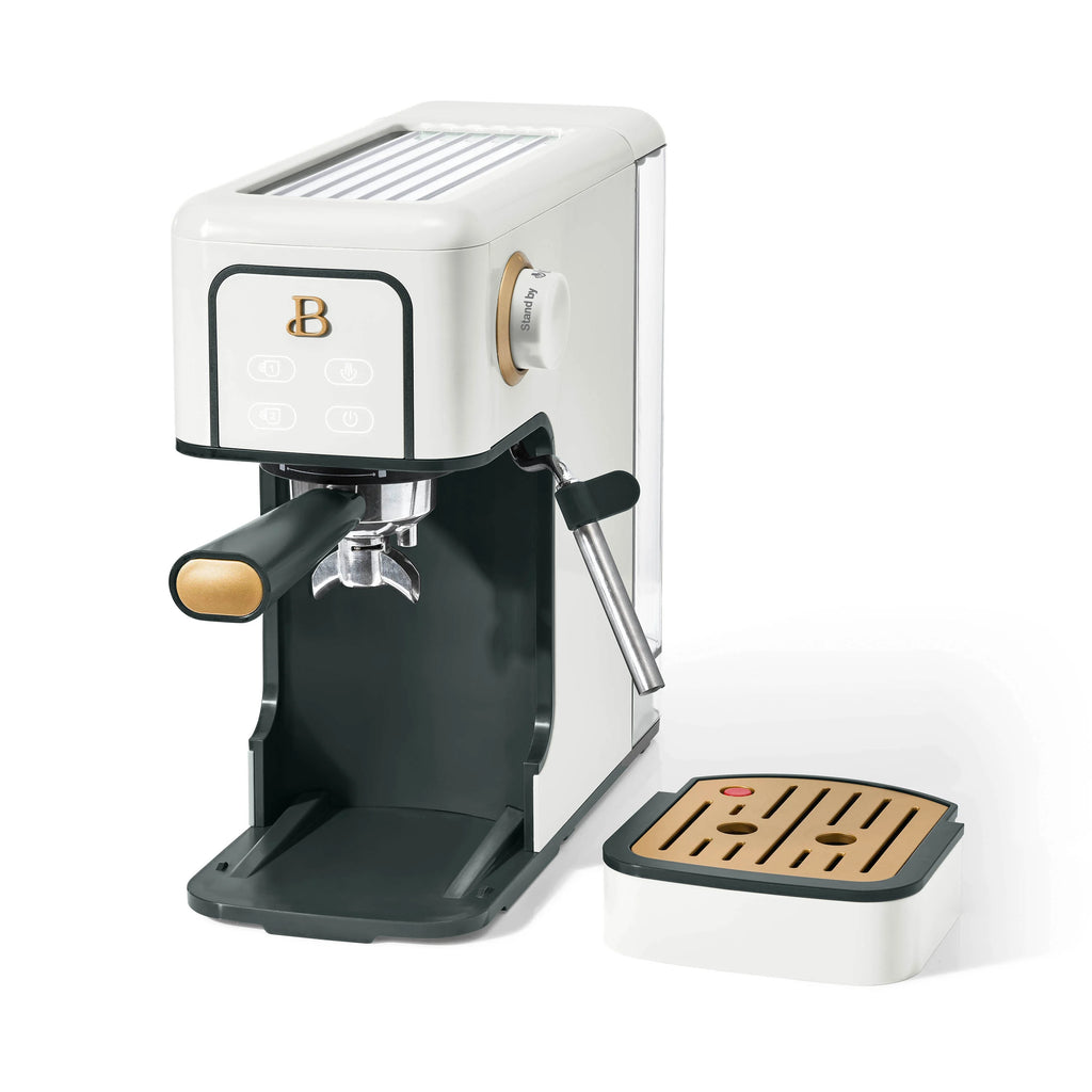 Beautiful Slim Espresso Machine with 20-Bar Pressure, Black Sesame by Drew Barrymore