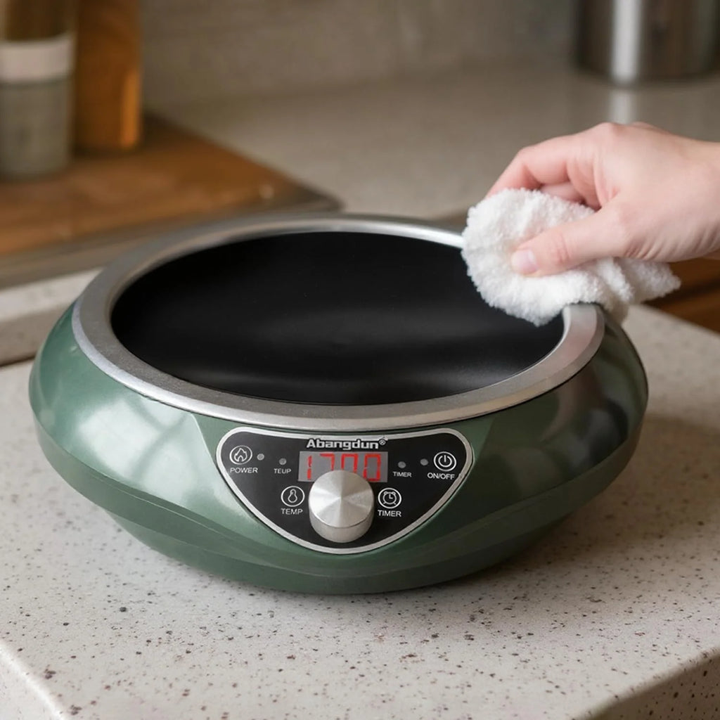 Induction Cooktop 1700W 85V~120V Wok Pan (included) Portable Electric Stove 18 Hours Timer 16 Level Temp&Power Ctrl Cookware Appliances Skillet Plates