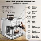 Choco Moon Espresso Machine w/Grinder, 15 Bar Semi-Automatic Coffee Maker with Milk Frother, Steam Wand & Pressure Gauge for Cappuccino, Latte, PID Control System, Silver