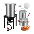 30 QT Turkey Fryer Cooker Set and 10 QT Kit,Home 50,000 BTU Aluminum Turkey Deep Fryer and Propane Burner Kit, Outdoor Propane Deep Fryers Stove Burner Stand, Baskets, Marinade Injector, Thermometer