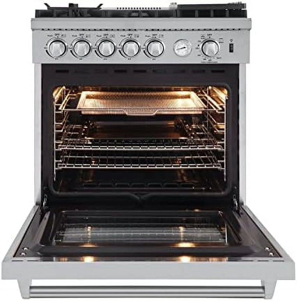 Forno Lazio 30-Inch Freestanding Gas Range, 4 Burners, Convection Oven, Energy Efficient