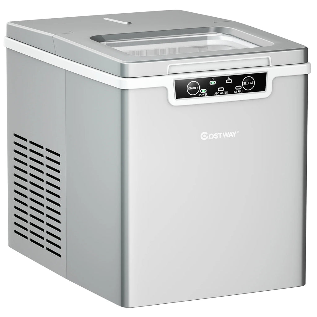 Costway Ice Maker Machine Countertop 26Lbs/24H Portable W/Scoop & Basket Silver