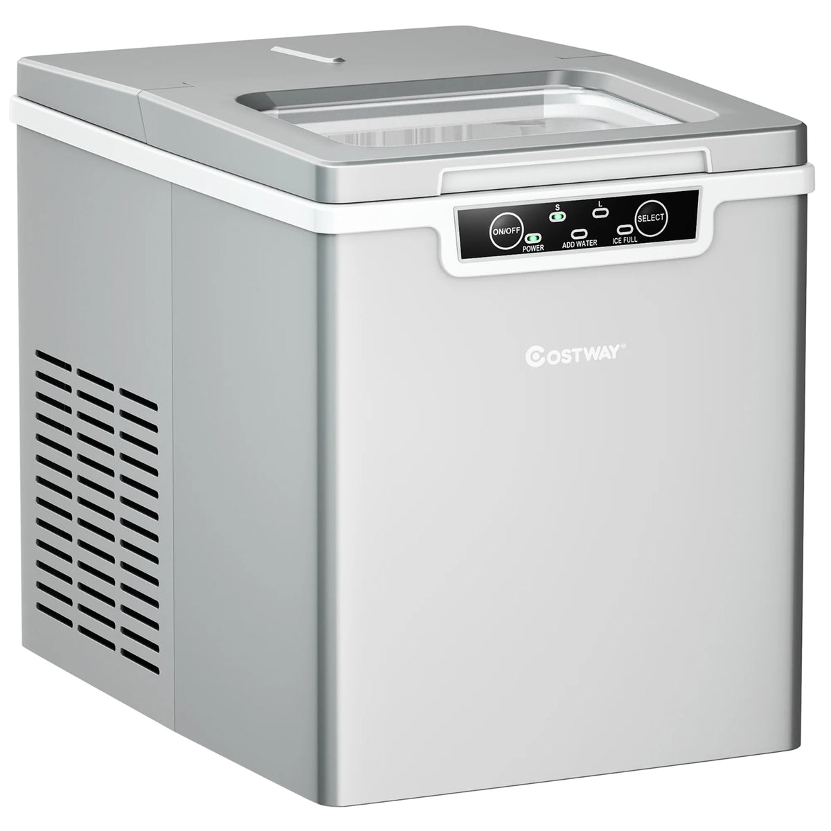 Costway Ice Maker Machine Countertop 26Lbs/24H Portable W/Scoop & Basket Silver