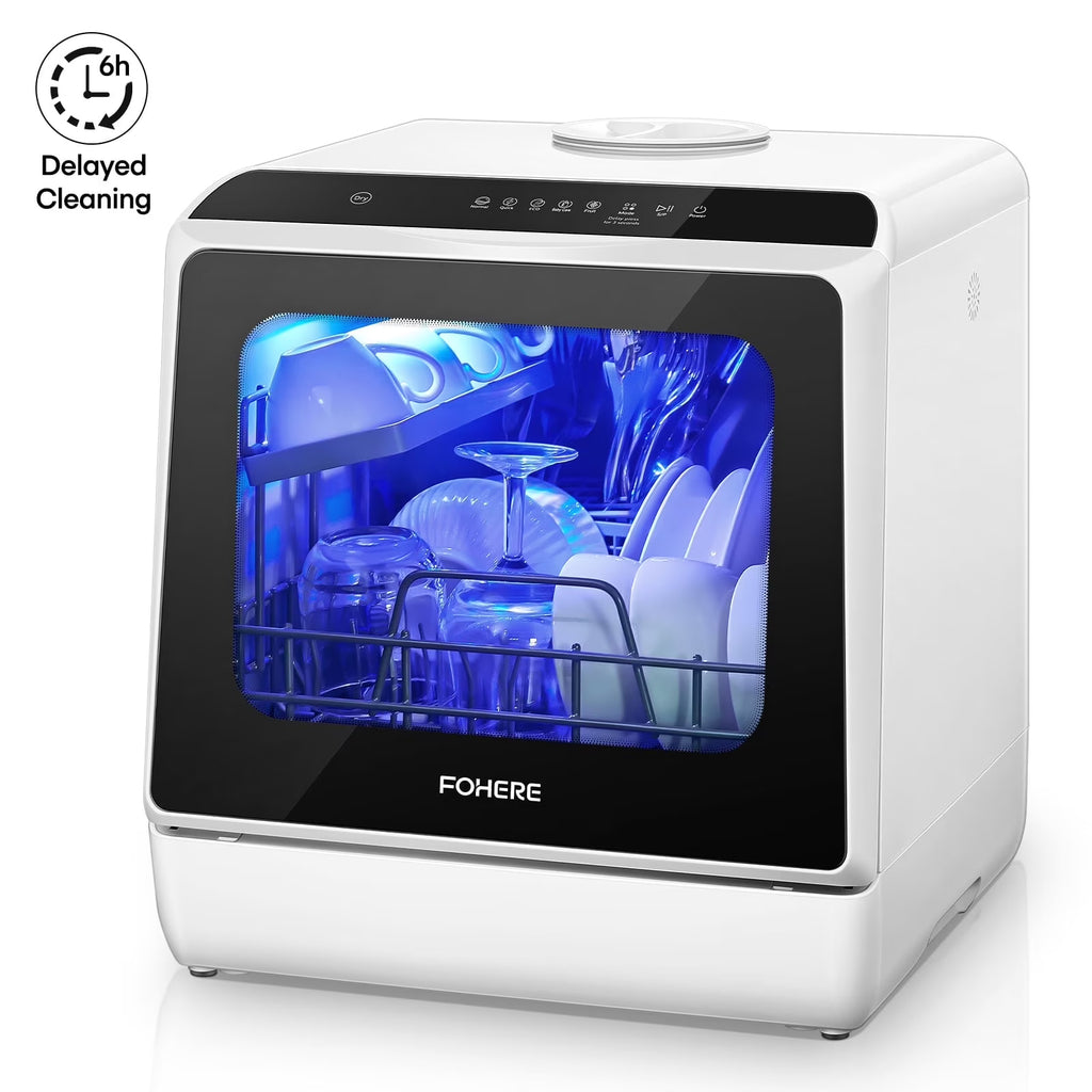 Countertop Dishwasher with Timeing Function, 6 Programs, 360��Dual Spray, 167�H High-Temp, Mini Portable Dishwasher for Home,Apartments,RVs