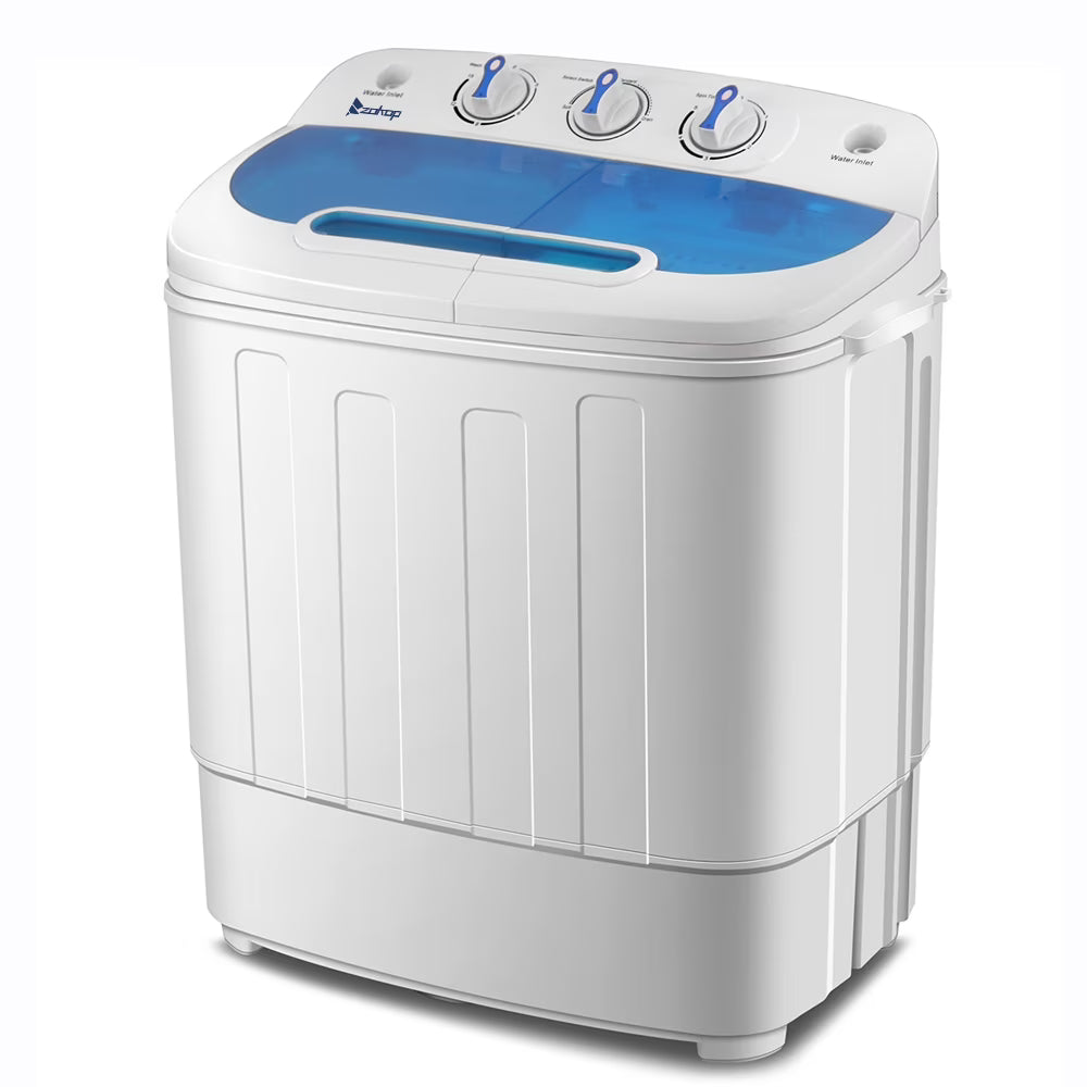 Compact Twin Tub with Built-in Drain Pump 13Lbs Semi-automatic Twin Tube Washing Machine