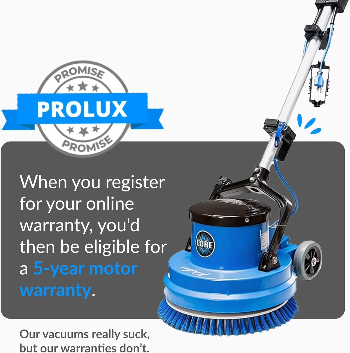 Prolux Core 15 in. Loaded Commercial Light Hand-Driven Floor Buffer Scrubber