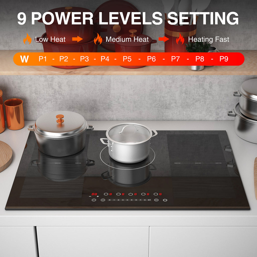 VBGK Induction Cooktop 30 inch 5 Burner Electric Hot Plate for Cooking Electric Induction Cooktop 240v, 99 Minutes Timer and Auto Shutdown Induction Burner,Child Lock