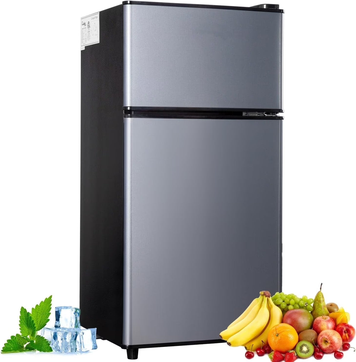 GGTB 2.5 Cu.Ft Compact Double Door Mini Fridge - Top Freezer & Bottom Refrigerator, 7-Level Precision Cooling | Ideal for Dorm, Bedroom, Office & Small Spaces