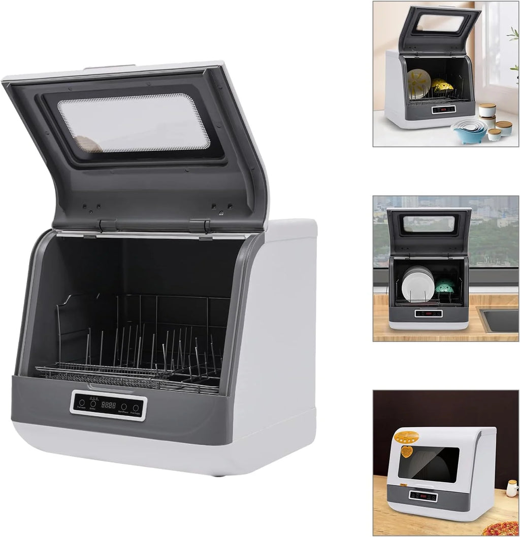 Portable Countertop Dishwasher Mini Dishwasher 3 Washing Modes 4 Washing Programs 360�� Rotating Spray Design Compact Dishwashers 158�H High-Temp& Air-Dry Function (white)
