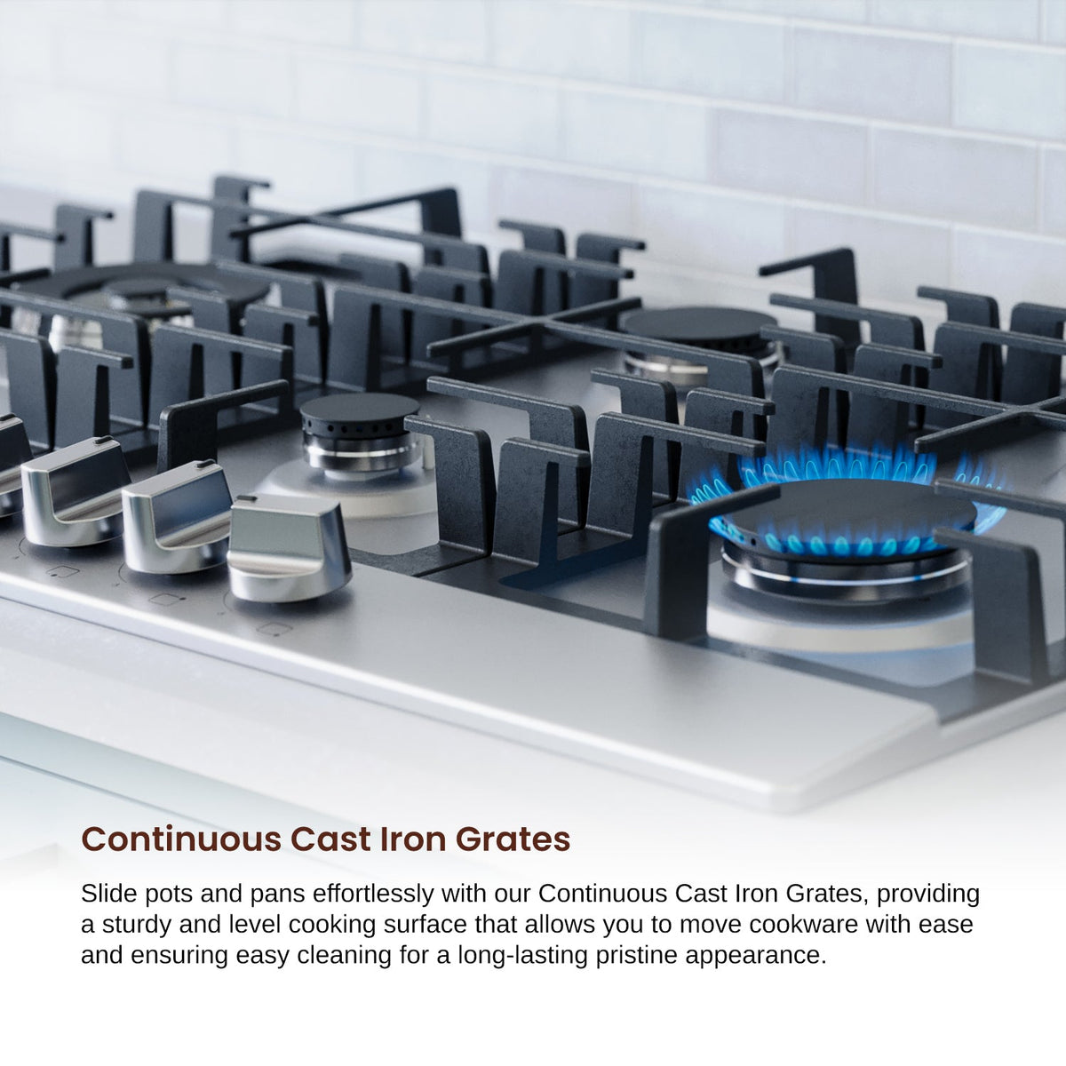 Rangaire RCG341S 34" Gas Cooktop - Stainless Steel, Sealed Burners, Cast Iron Grates, Die Cast Metal Burner Controls