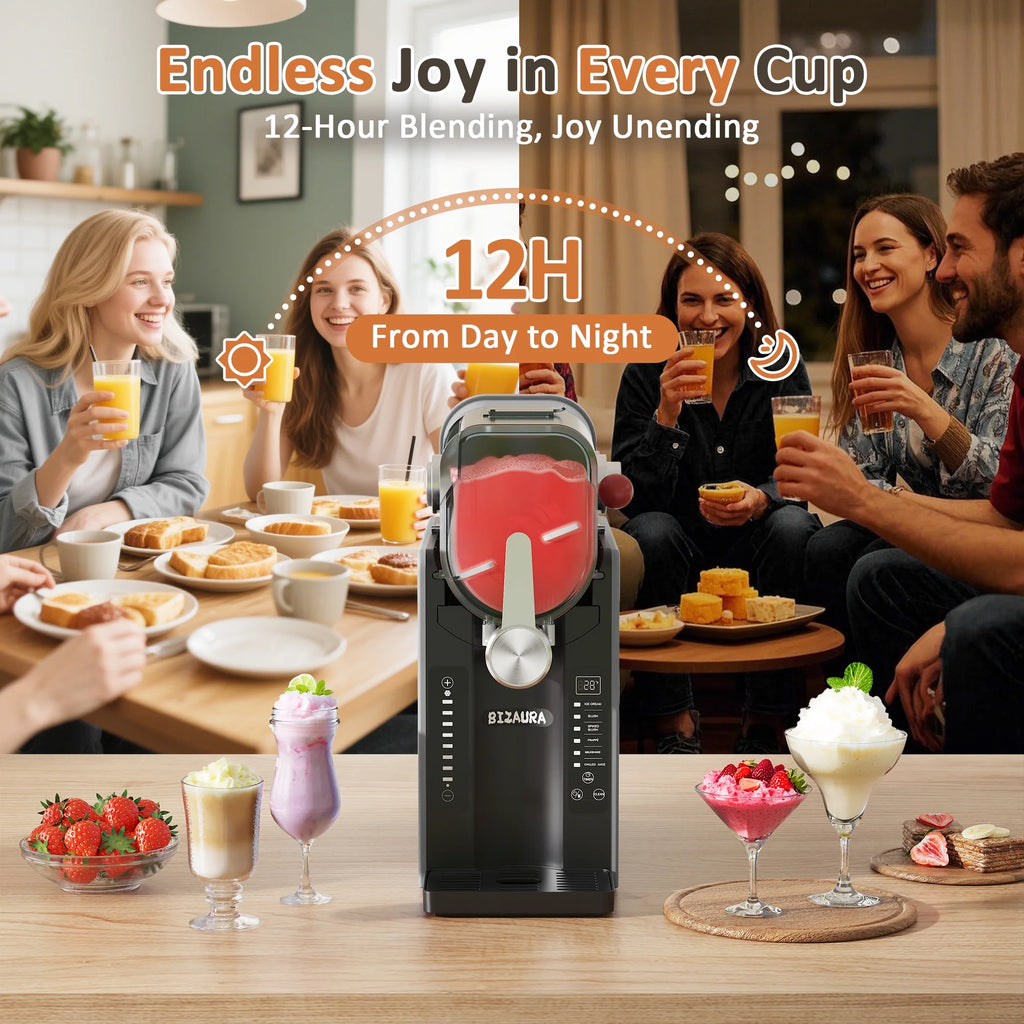 BIZAURA Slushie Machine, Slushy Machine for Home No Ice Need, Professional Frozen Drink Maker, 6 Presets for Milkshakes, Frapp��s, Slush, Ice Cream