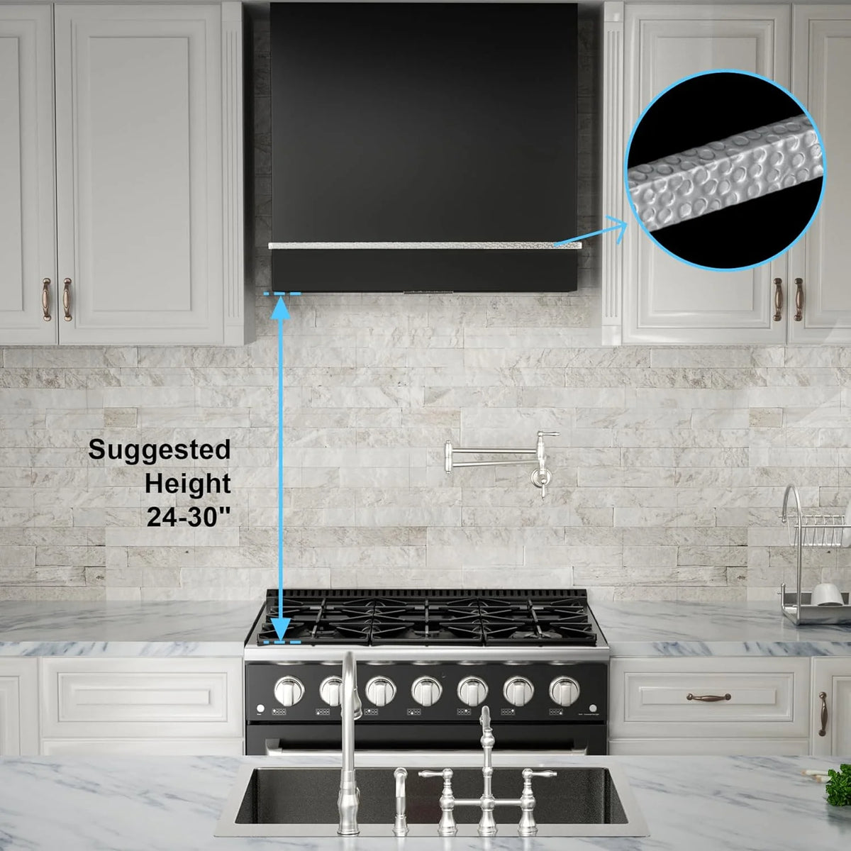 Akicon Range Hood 30 Inch, 600 CFM Ducted Vent Hood, Stainless Steel Box Kitchen Hood with 2 LED Lights, Removable Baffle Filters, Stove Hood Vent for Kitchen, 3 Speeds, Wall Mounted (AK-HS30HB-JBC)