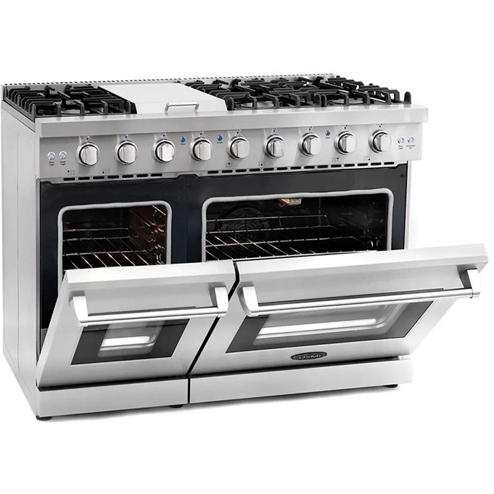 Cosmo 48" Double Oven Gas Range & Range Hood & Dishwasher Set - Liquid Propane