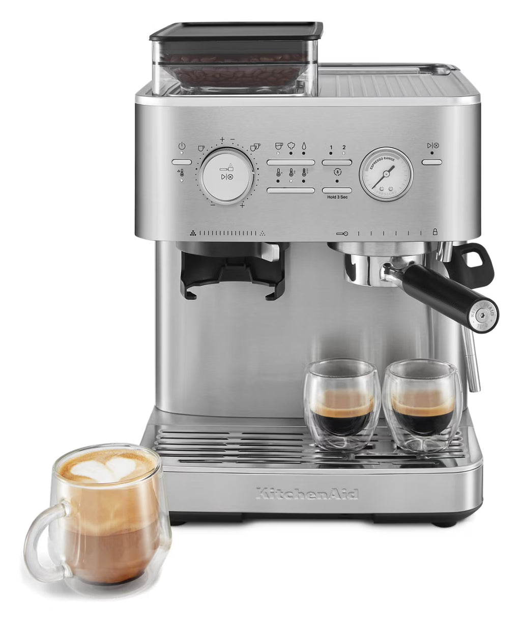 KitchenAid Semi-Automatic Espresso Machine with Burr Grinder | Brushed Stainless Steel