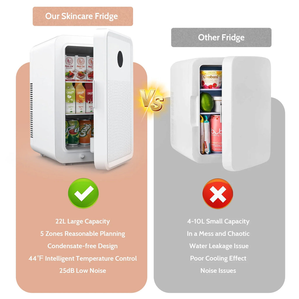 Advwin 22L Mini Fridge for Bedroom, Small Skincare Refrigerator Cooler for Drinks, Dorm, Office, White