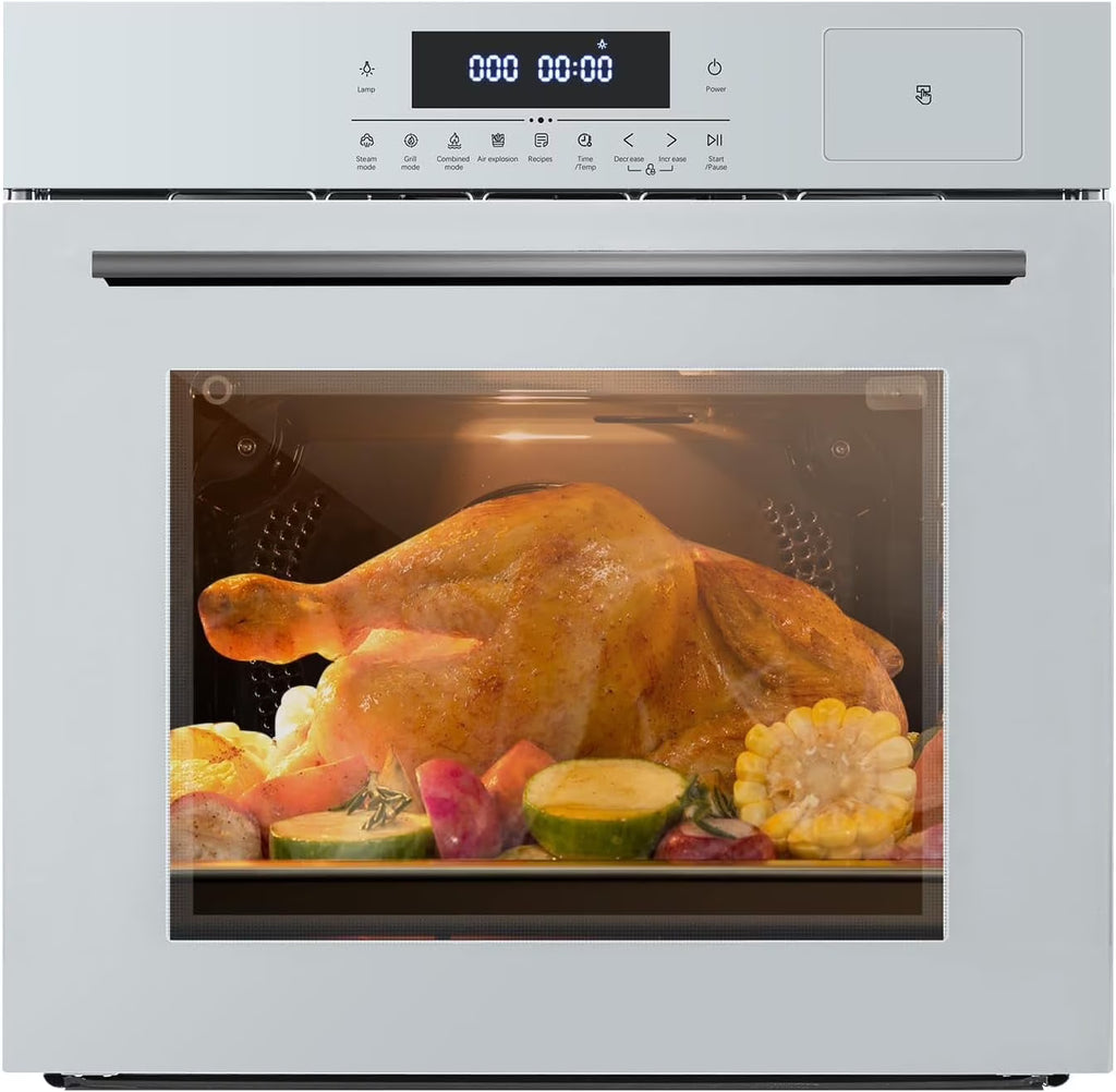 2025 New 24" Single Wall Ovens with 70L Capacity and 3000W 240V,Electric Wall Oven with 8 Cooking Functions & 108 Automatic Recipes,Touch Control,Safety Lock,Timer,2.5 CF Convection Built-in Oven
