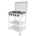 Toolven Propane Gas Stove with 5 High-Efficiency Burners, Independent Control Knobs, Durable Iron Shell, Enamel Cover, and Die-Cast Aluminum Base, Easy to Clean and Install