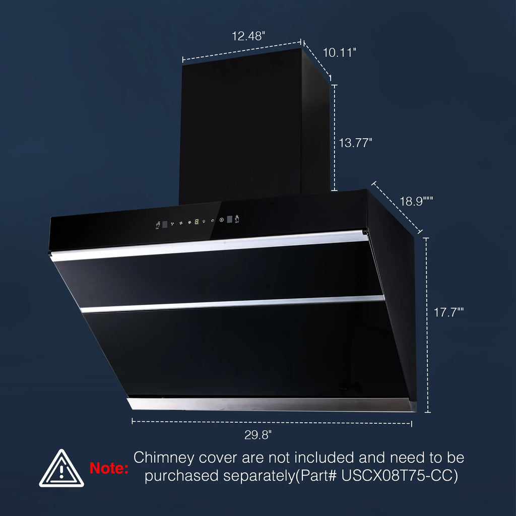 Joeaonz 30-Inch Wall Mount Range Hood, Stainless Steel, 3-Speed Exhaust with Baffle Filter