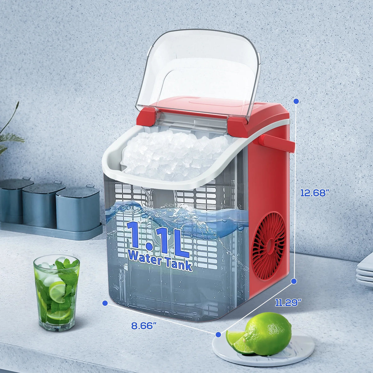 Electactic Nugget Ice Maker Countertop, 35lbs/24H, Self-Cleaning, Pebble Portable Ice Machine with Handle (White)