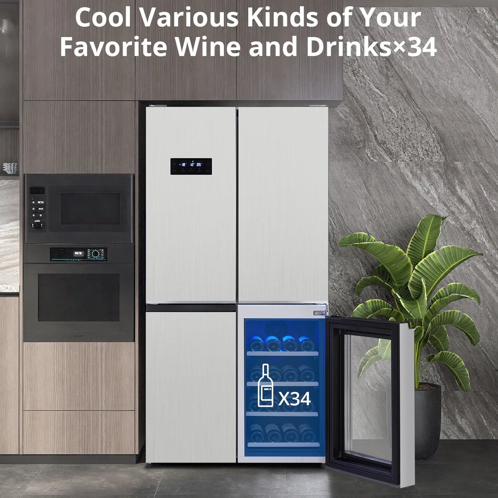 Refrigerator Colorful Stainless-Steel Fridge 595L With Wine Cabinet