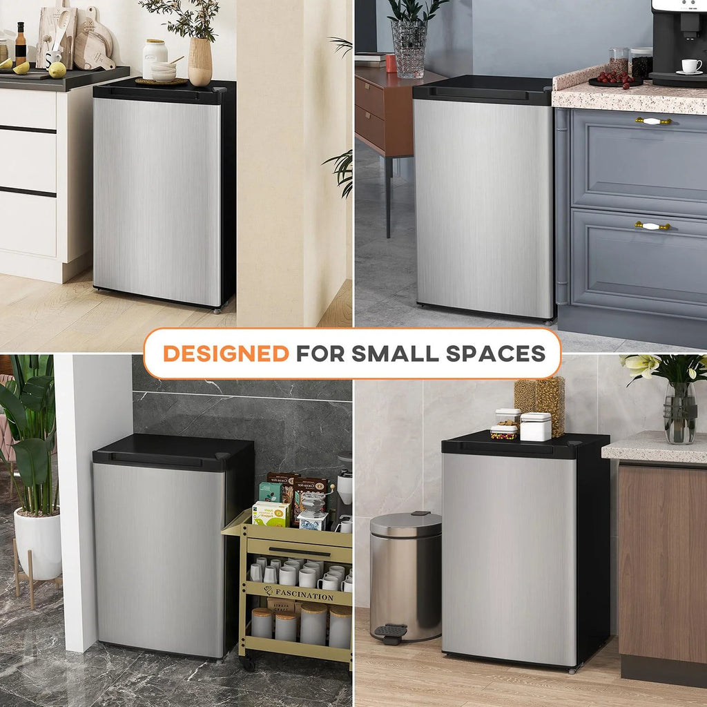 Resenkos Upright Freezer, 3 Cu Ft Small Freezer with Reversible Single Door, Smart Thermostat Control, Apartment, Silver