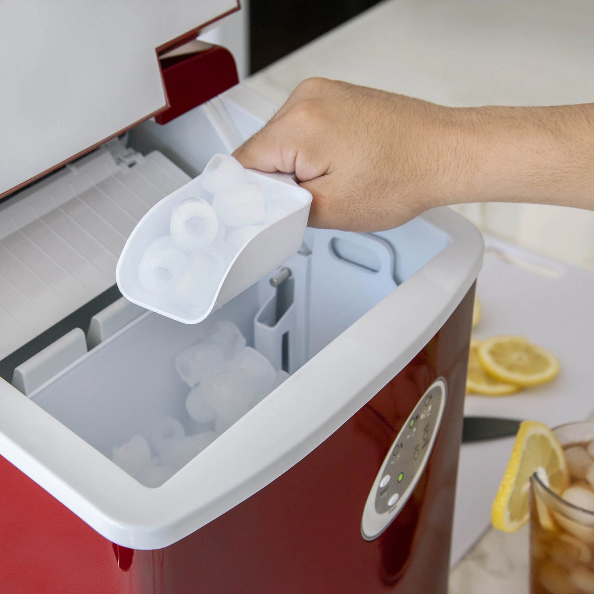 Newair 28 lb. Portable Bullet Ice Maker in Red