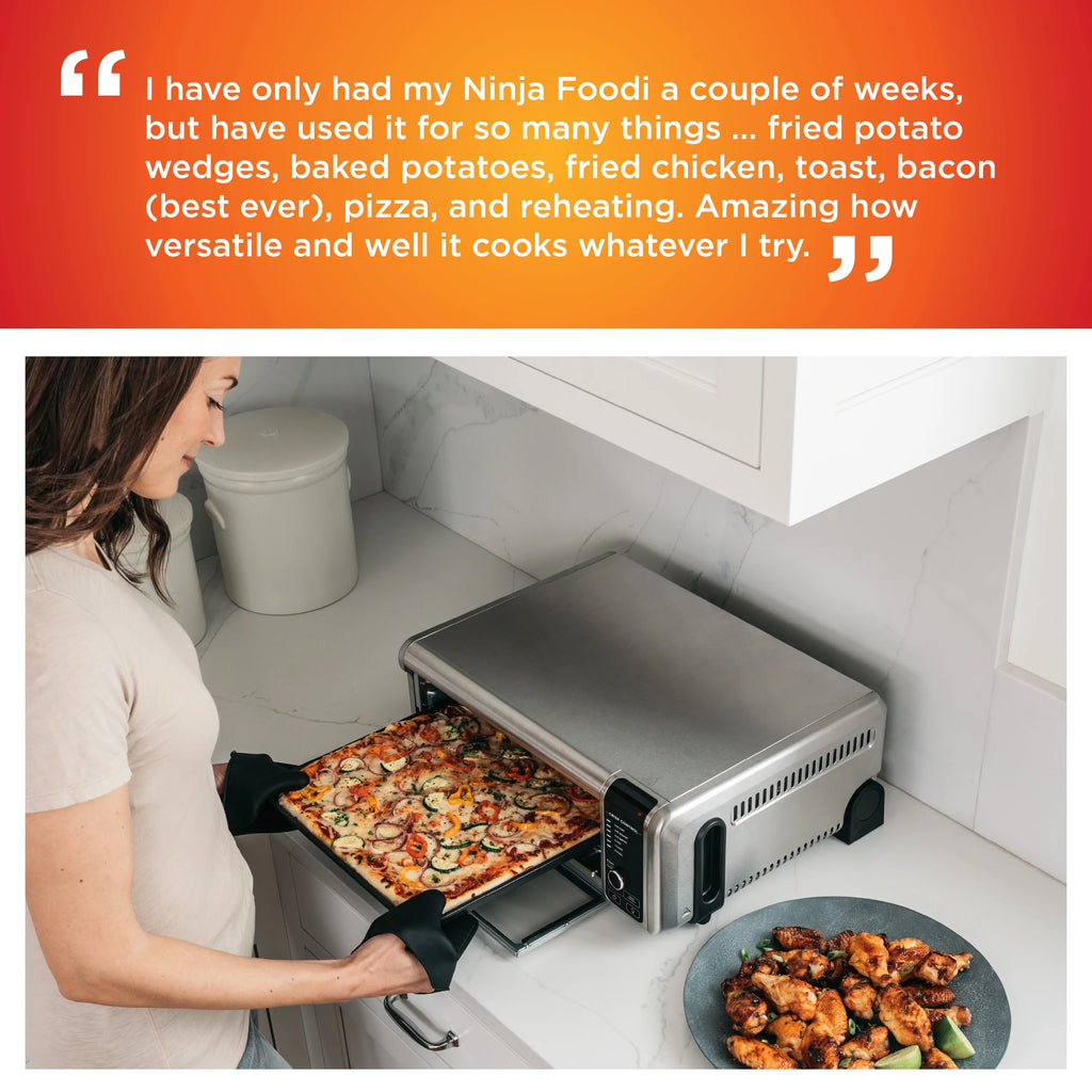 The Ninja? Foodi? Digital Air Fry Oven, Convection Oven, Toaster, Air Fryer, Flip-Away for Storage, 1800 watts, Stainless Steel, SP100