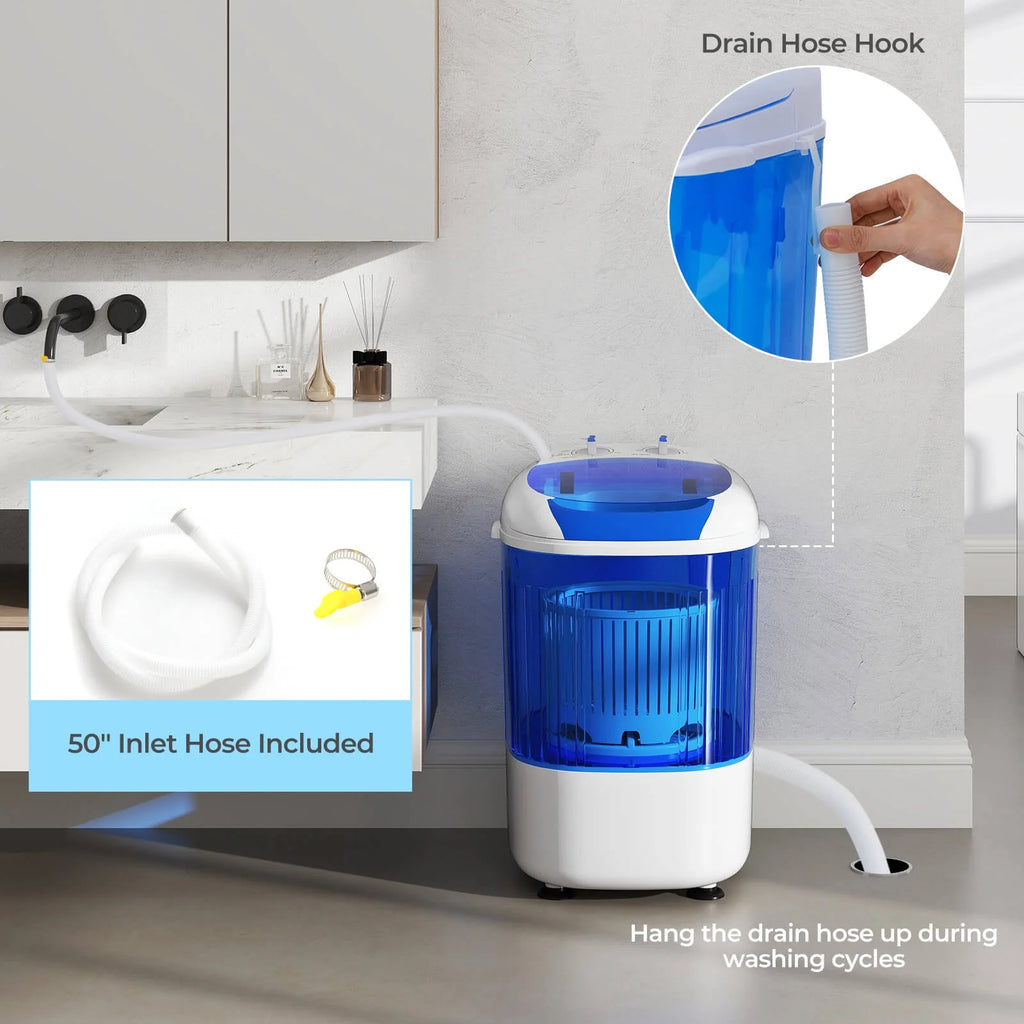 Costway Portable Washing Machine 5.5 lbs Mini Top Load Washer with Removable Spin-Dry Tub Blue