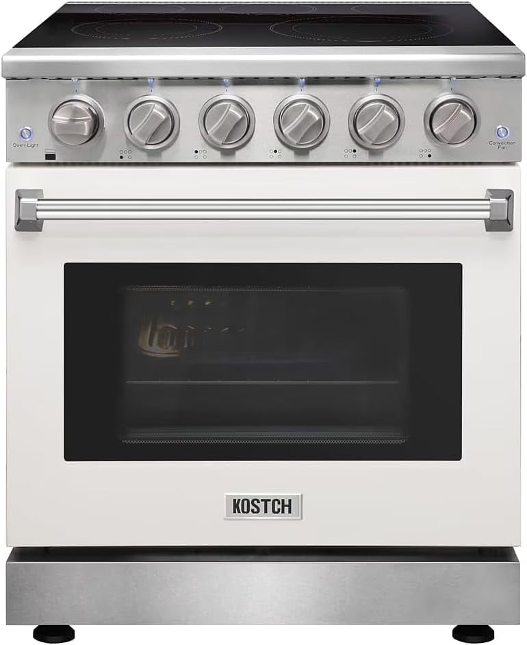 30 inch Professional Electric Range with 5 Heating Elements Cooktop, 4.55 Cu. Ft. Convection Oven Capacity, Smooth Glass Top, in Stainless Steel, KOS-30RE06H (Stainless Steel)