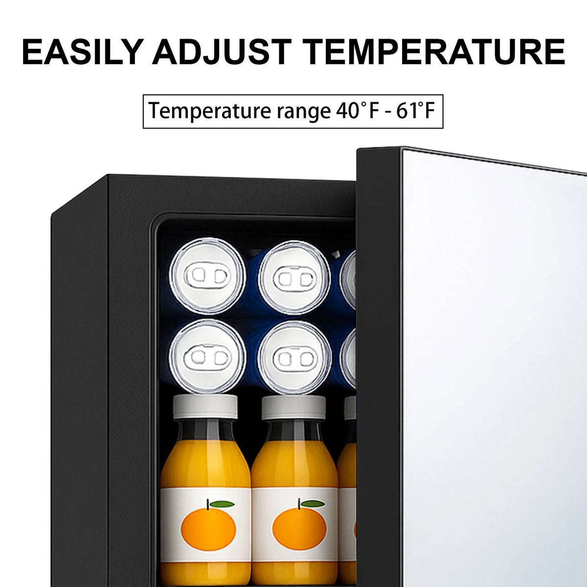 24Can/0.9Cu Mini Refrigerator and Personal Beauty Cooler, Mirrored Door Compact Beverage Fridge for Beer,Wine