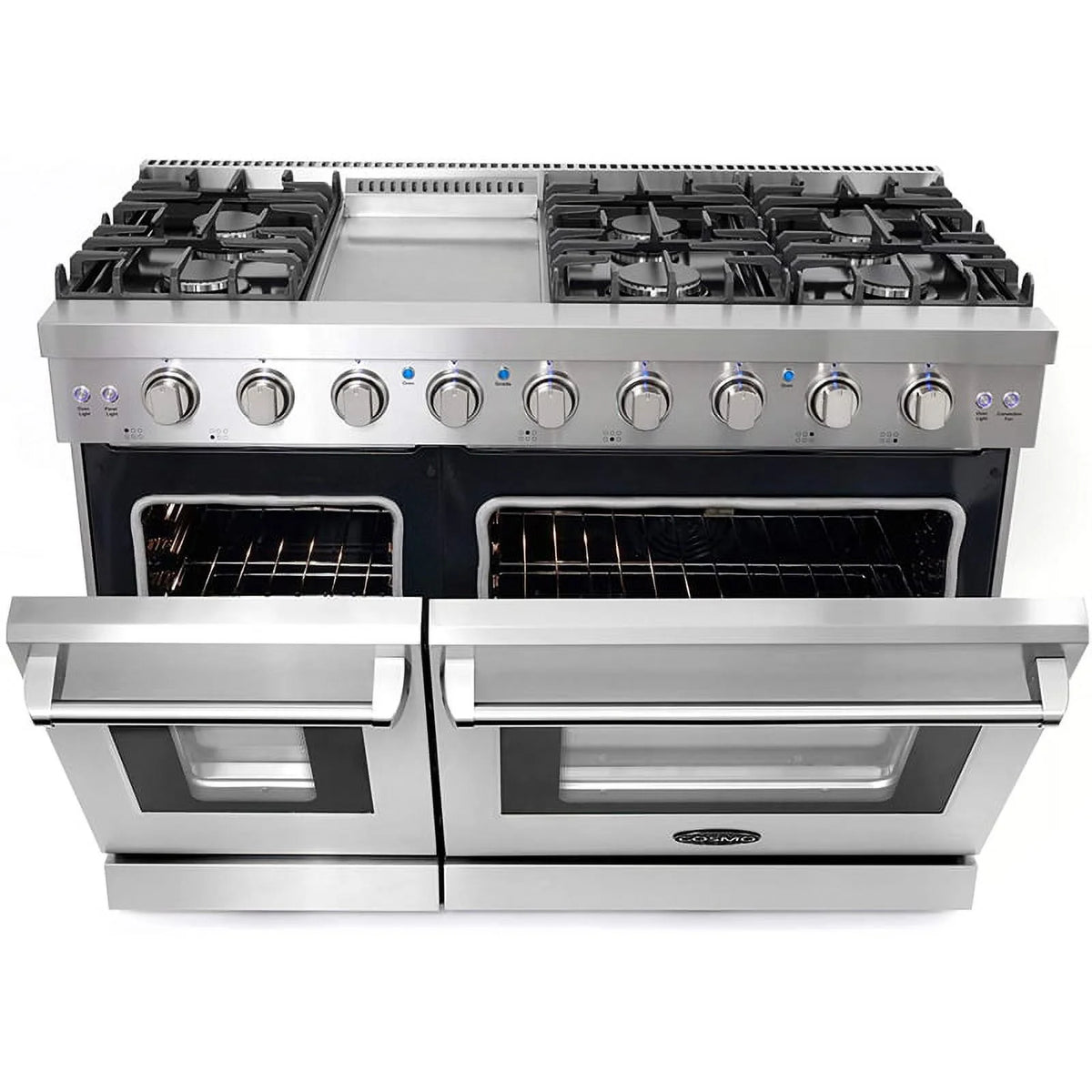 48" Freestanding Double Oven Gas Range, 6 Sealed Gas Burners, Convection Oven