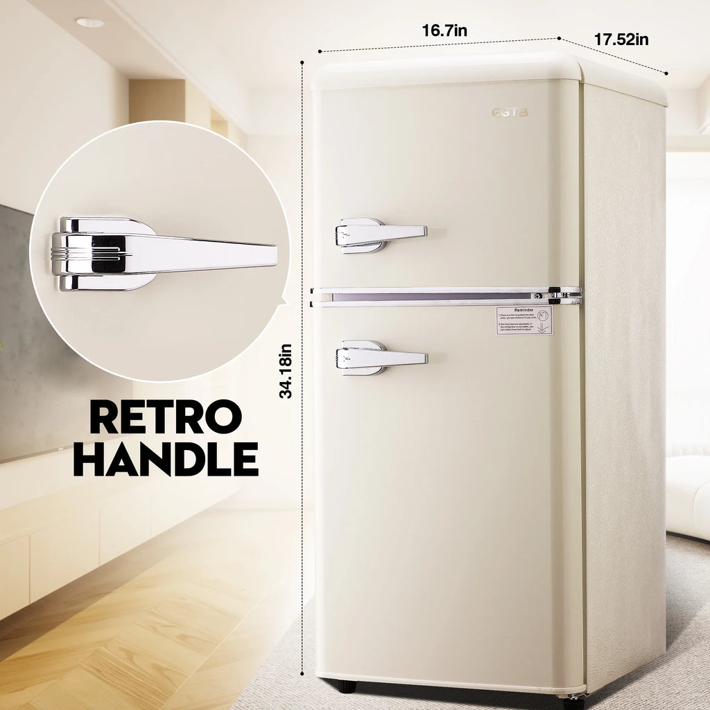 GGTB 3.0 Cu.Ft Two Door Small Refrigerator with Freezer, Compact Retro Small Refrigerator for Dorm, Office, Bar, RV, Bedroom, Blue