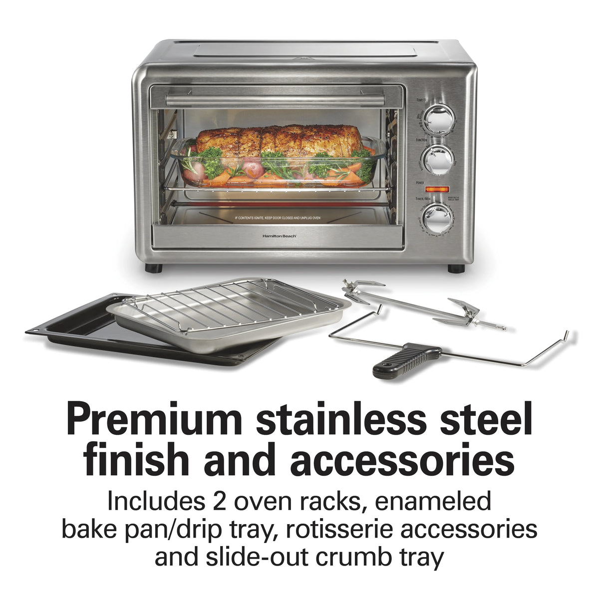 Hamilton Beach Countertop Toaster Oven with Convection & Rotisserie, Extra Large Capacity, Black