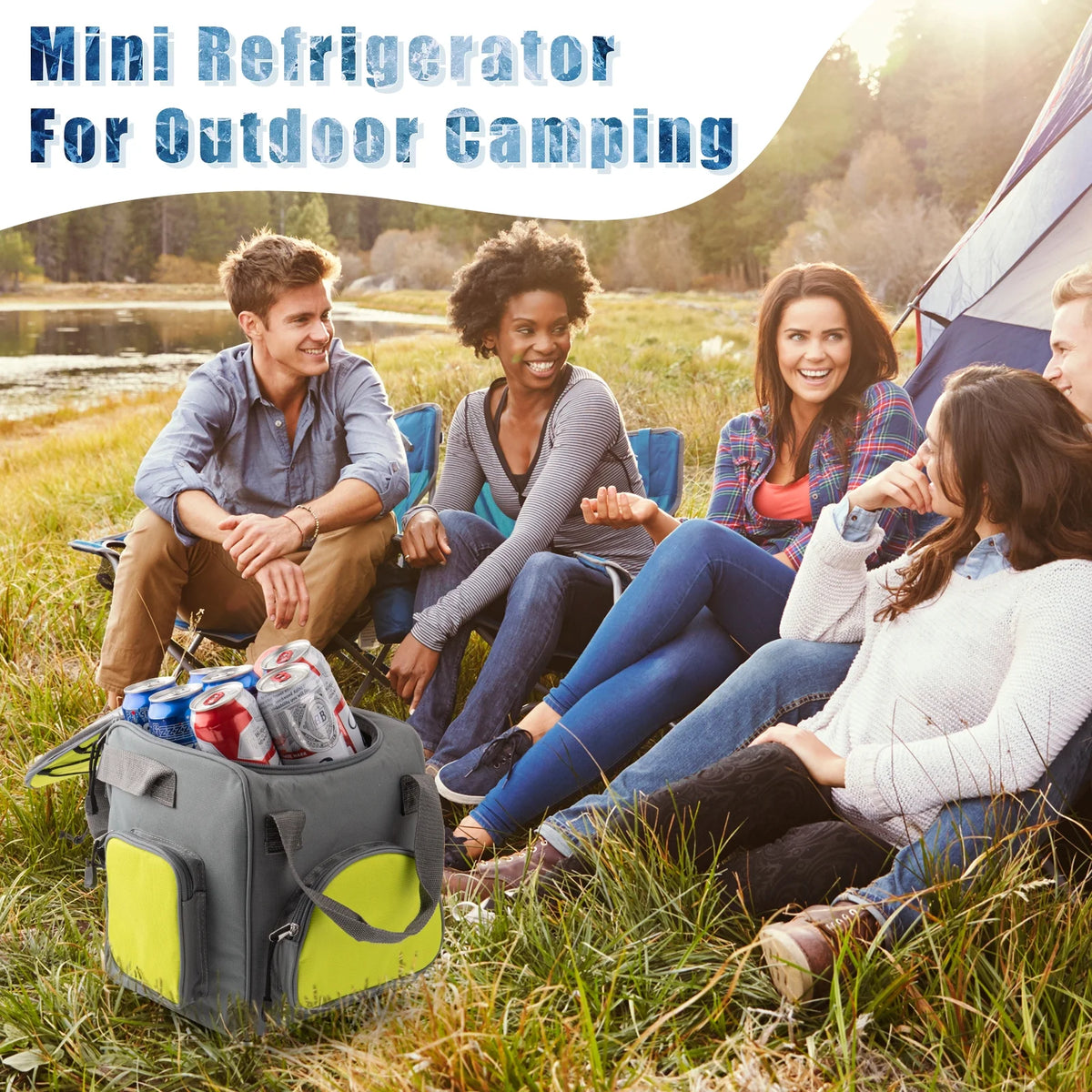 Paffenery 15 Quarts Car Cooler Plug in, 16L Small Electric Cooler, 12V Mini Car Fridge Portable Refrigerator for Camping