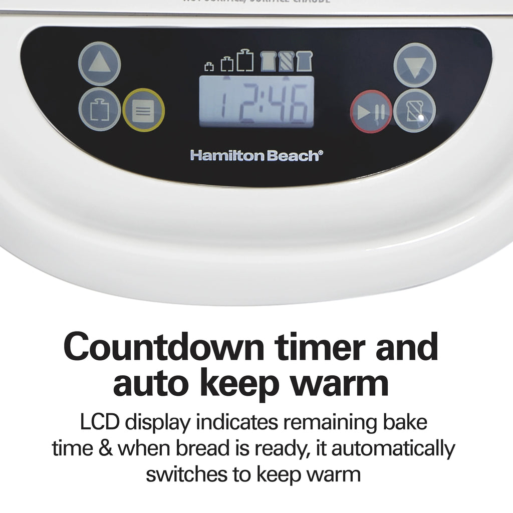 Hamilton Beach 2 lb Bread Maker Machine, Artisan Dough Bread Maker with 14 Settings, Black & Stainless Steel