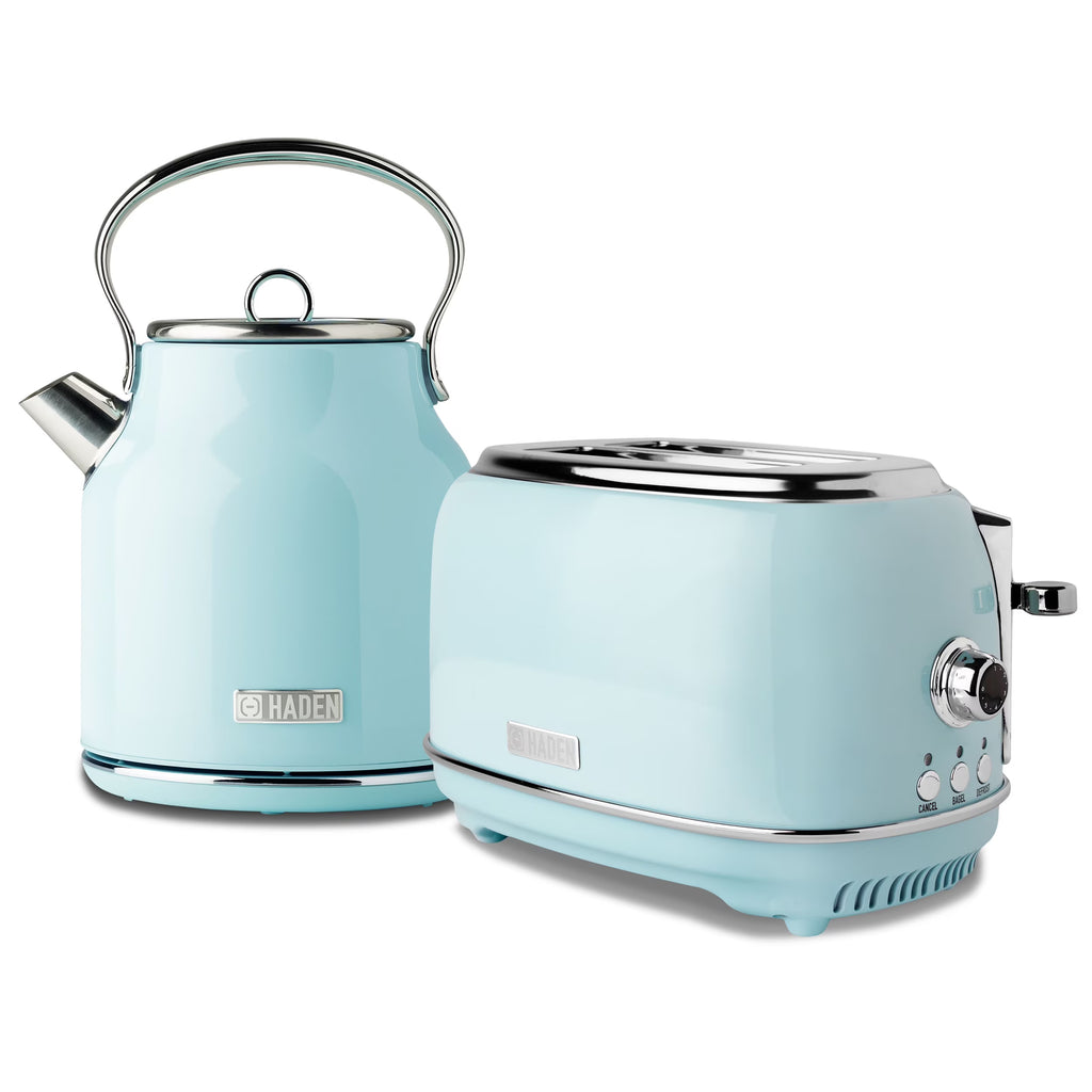 Haden Heritage 1.7 Liter Electric Kettle with 2 Slice Bread Toaster, White