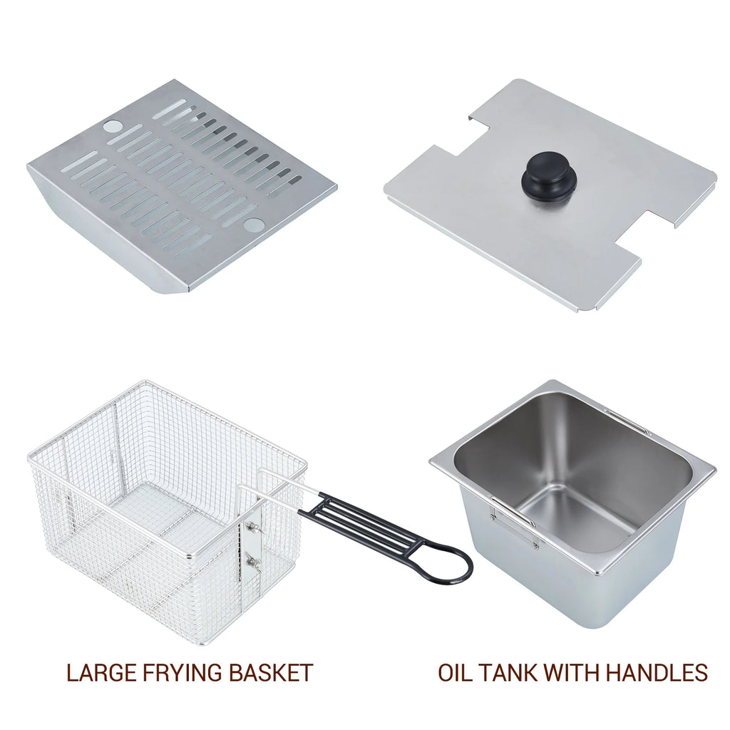 Electric Deep Fryer,Tank Stainless Steel Deep Fryer, Temperature Control, Countertop Fryer for Home Kitchen and Restaurant, 110V