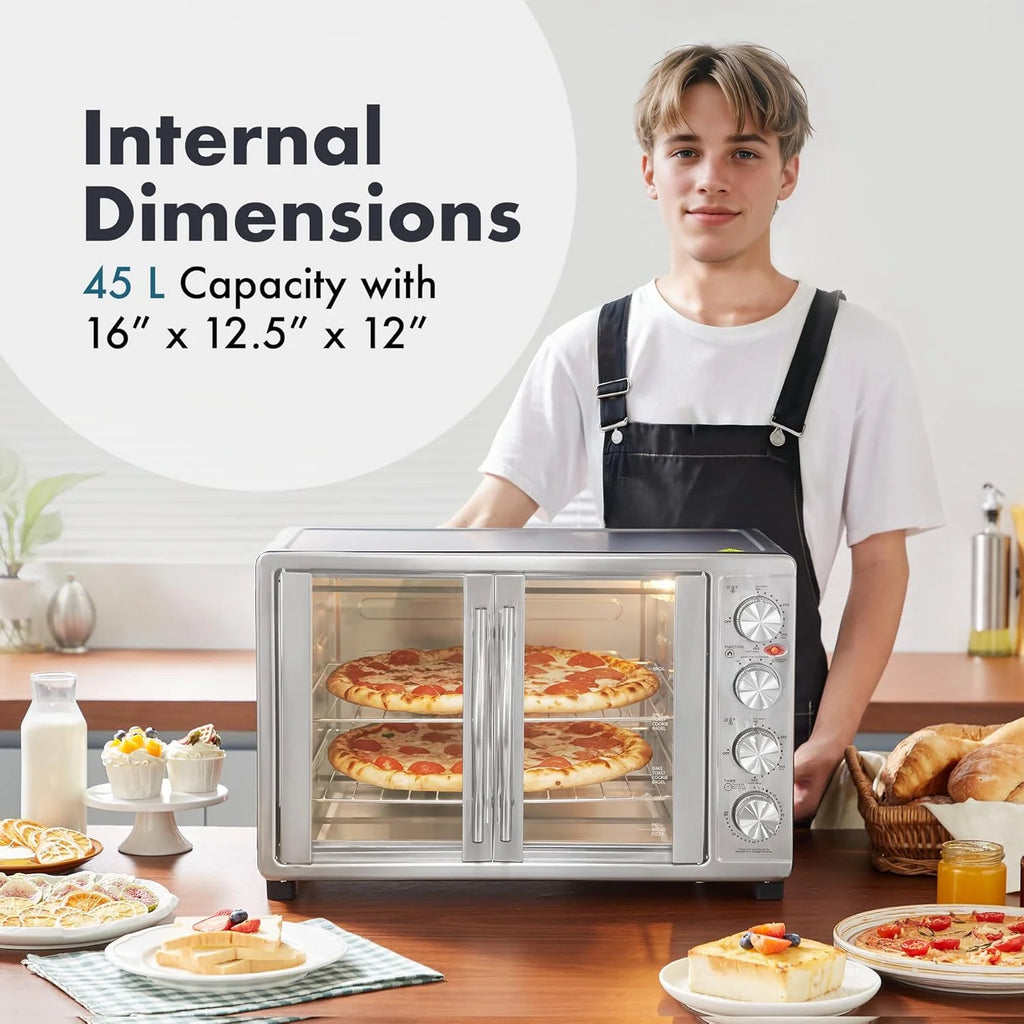 Elite Gourmet Americana by Elite ETO3300M Vintage 50��s Diner Retro Countertop Toaster oven, Bake, Broil, Toast, Fits 12�� Pizza, Temperature Control & Adjustable 60-Minute Timer 1500W, 8-slice, Mint