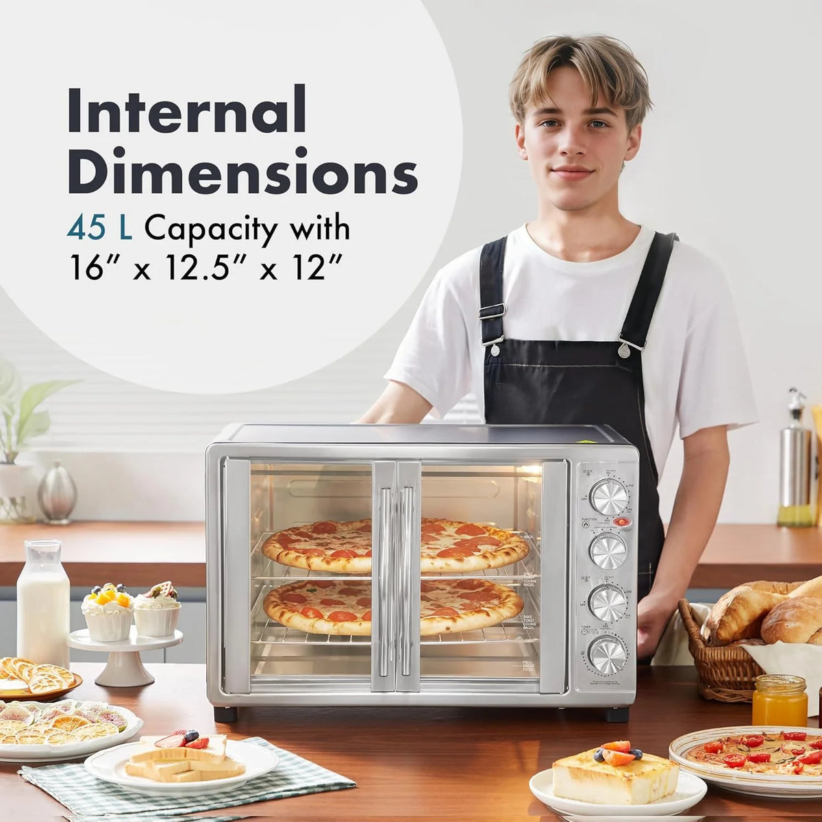 Elite Gourmet Americana by Elite ETO3300M Vintage 50��s Diner Retro Countertop Toaster oven, Bake, Broil, Toast, Fits 12�� Pizza, Temperature Control & Adjustable 60-Minute Timer 1500W, 8-slice, Mint