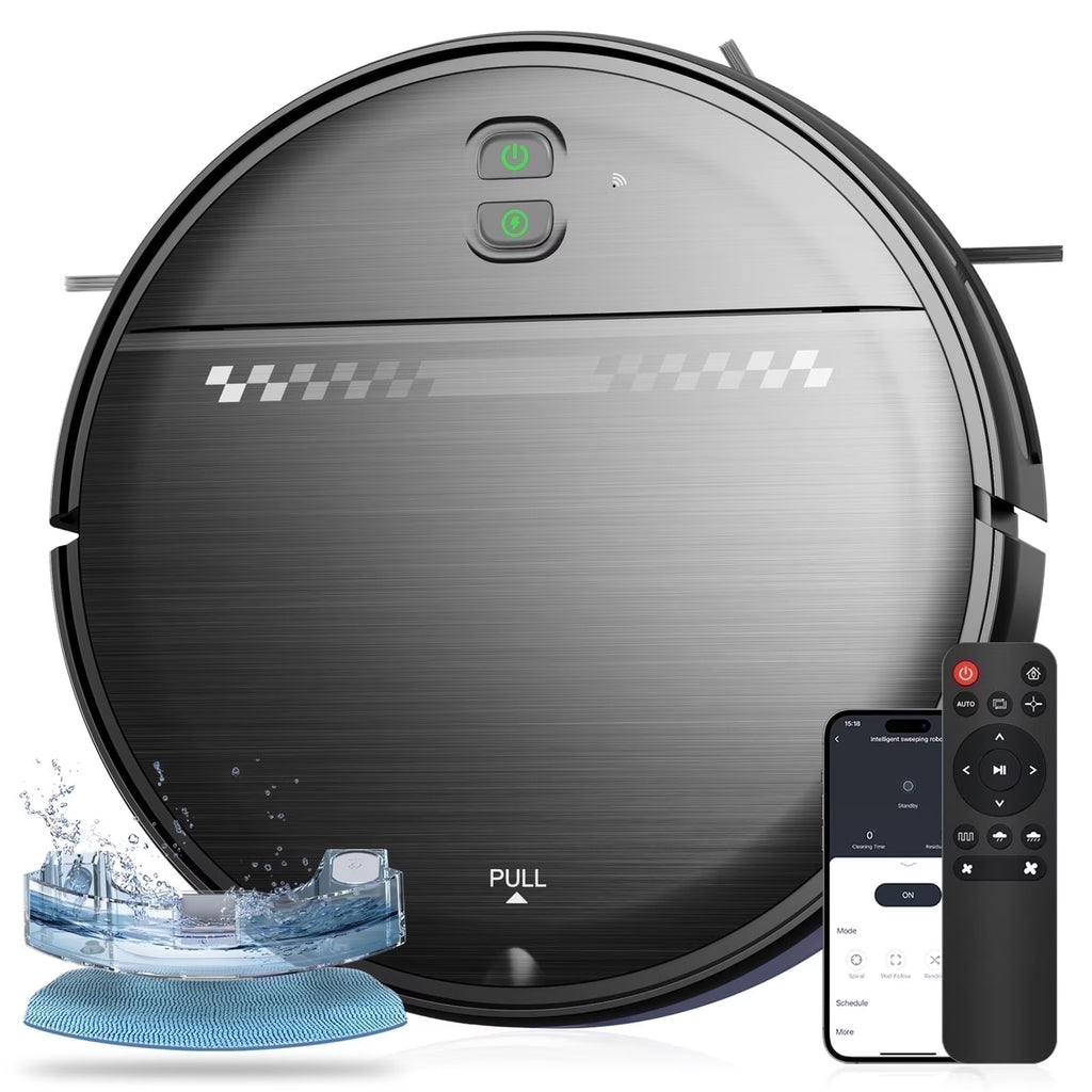 GOOVI Robot Vacuum Cleaner, Robot Vacuum Mop Combo, With Alexa/WiFi/App Connection, for Pet Hair, Hard Floor