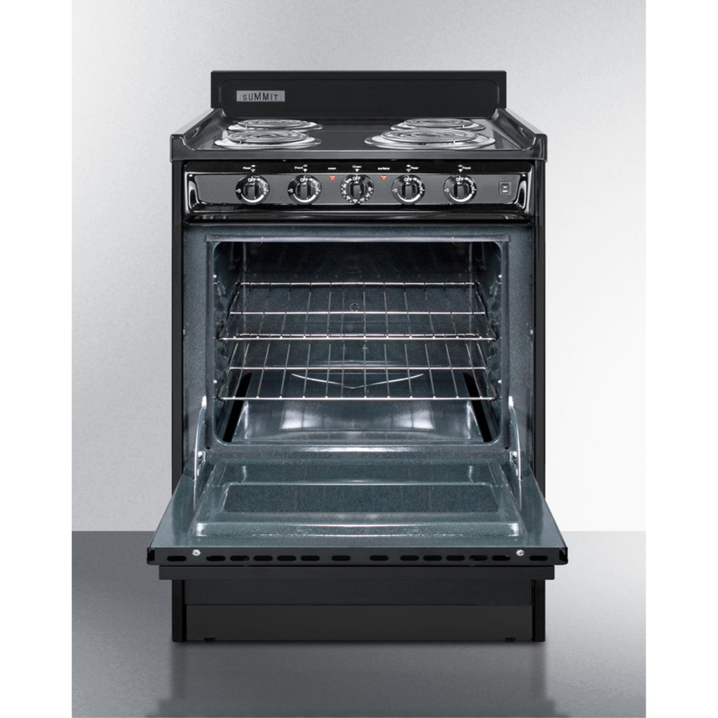 24" wide electric coil range in black