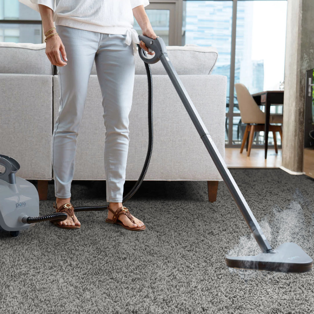 Pure Enrichment PureClean XL Rolling Steam Cleaner - Multi-Purpose Chemical-Free Steam Cleaner with 18 Accessories for Deep Cleaning Floors, Tiles, Grout, Windows, Grills, Ovens, and Vehicles